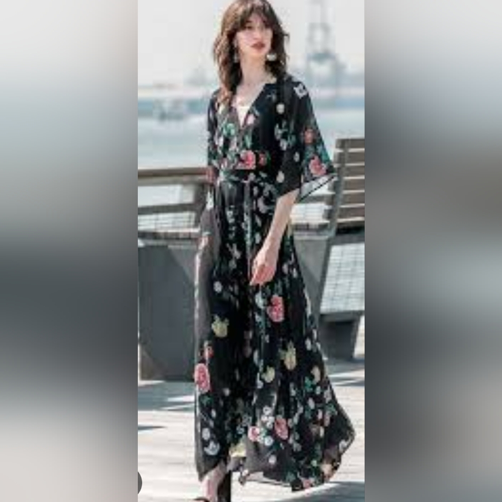 Yumi Kim Floral Black Maxi Dress